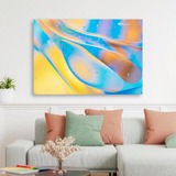 Tablou Canvas Forme Lichide Abstracte, Compoziție Fluidă, Galben-Albastru IPCVABS-422