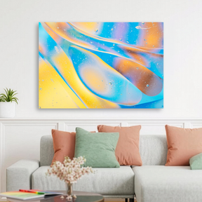 Tablou Canvas Forme Lichide Abstracte, Compoziție Fluidă, Galben-Albastru IPCVABS-422