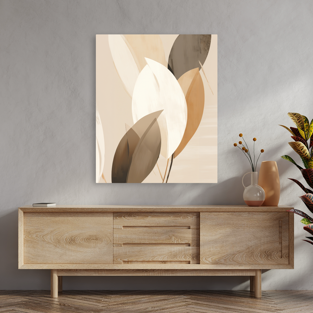 Tablou Canvas Forme Organice Abstracte, Stil Japandi, Bej-Maro IPCVBST-26 Hol Intrare