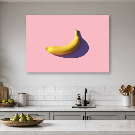 Tablou Canvas Fruct Tropical Banană, Compoziție Minimalistă, Roz IPCVALI-362