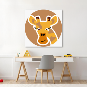 Tablou Canvas Girafă Zâmbitoare, Ilustrație Copii, Maro-Portocaliu IPCVCOP-470