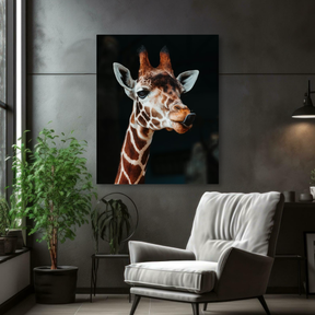 Tablou Canvas Girafă cu Expresie Jucăușă, Artă Fotografică, Maro-Negru IPCVANI-330