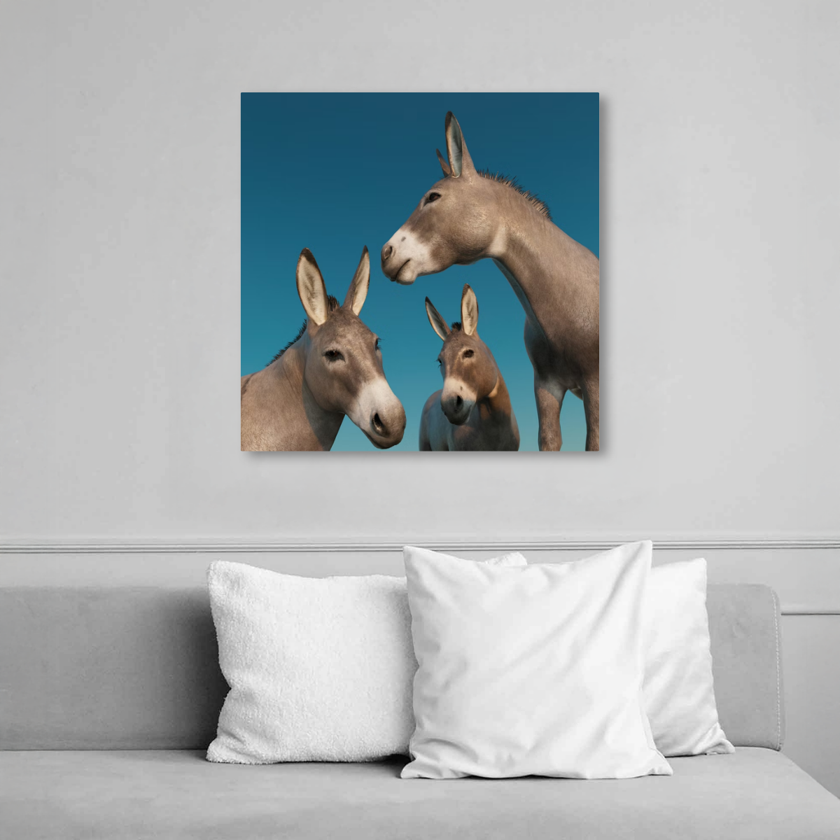Tablou Canvas Grup de Măgăruși, Estetică Fotografică Naturală, Gri-Albastru IPCVANI-351