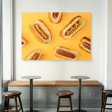 Tablou Canvas Hot Dog Pattern, Artă Culinară Minimalistă, Galben IPCVALI-356