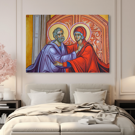 Tablou Canvas Icoană Sfântul Ioachim și Sfânta Anna, Părinții Sfintei Marii - IPCVREL-521