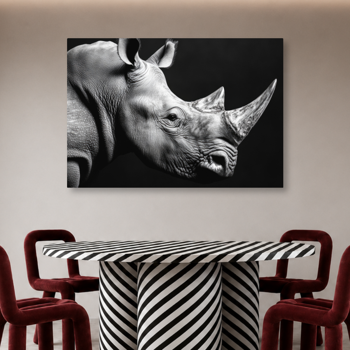 Tablou Canvas Imagine Rinocer Alb Negru - IPCVBW-542