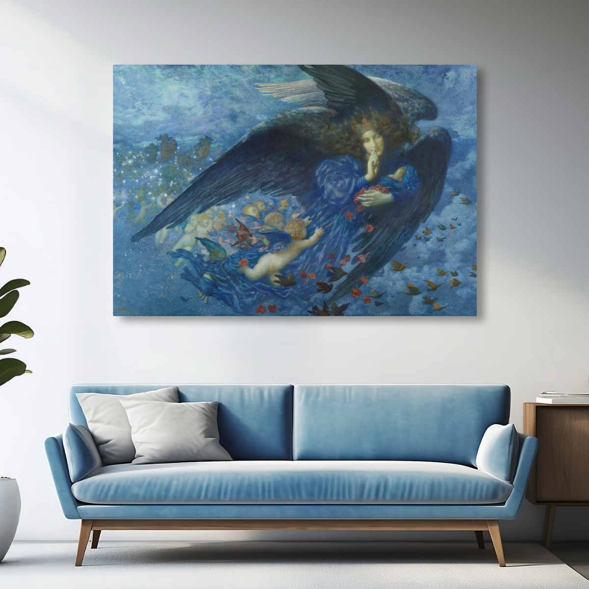 Tablou Canvas Înger Protector, Pictură Artistică, Albastru IPCVART-479
