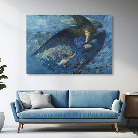 Tablou Canvas Înger Protector, Pictură Artistică, Albastru IPCVART-479