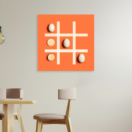 Tablou Canvas Joc Grafic cu Ouă, Compoziție Minimalistă, Portocaliu IPCVALI-417