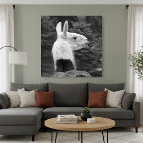 Tablou Canvas Lamă în Profil, Fotografie Artistică Monocromă, Alb-Negru IPCVANI-337