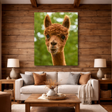 Tablou Canvas Lamă în Natură, Portret Animal, Maro-Verde IPCVANI-315