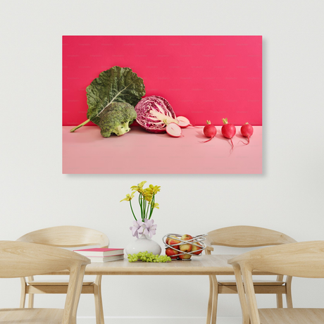 Tablou Canvas Legume Colorate, Compoziție Culinară Modernă, Roz IPCVALI-357