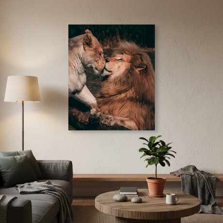 Tablou Canvas Lei Africani în Armonie, Compoziție Naturală, Bej-Maro IPCVANI-334