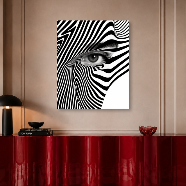 Tablou Canvas Linii Curbate Abstracte în Alb Negru - IPCVBW-531