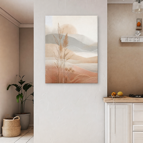 Tablou Canvas Natură Minimalistă, Stil Japandi, Bej-Teracotă
