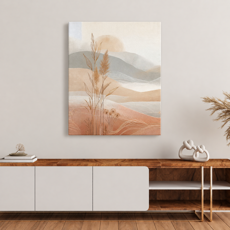 Tablou Canvas Natură Minimalistă, Stil Japandi, Bej-Teracotă