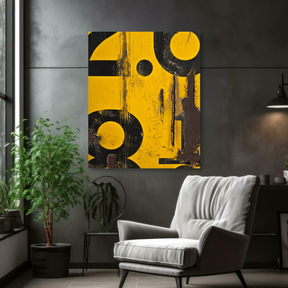 Tablou Canvas Numere Abstracte Grafice, Artă Modernă, Galben-Negru IPCVABS-436