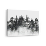 Tablou Canvas Pădure de Brazi în Ceață Alb-Negru - IPCVBW-545-3