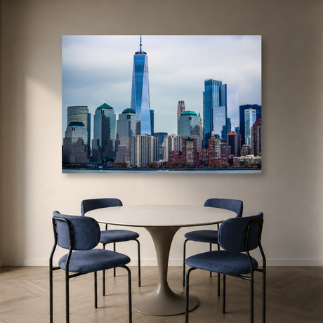 Tablou Canvas Panorama Orașului Modern, Skyline Urban, Liberty Park, Jersey, USA, Albastru-Gri - IPCVCTY-577