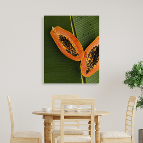 Tablou Canvas Papaya, Compoziție Naturală, Verde-Portocaliu IPCVALI-399