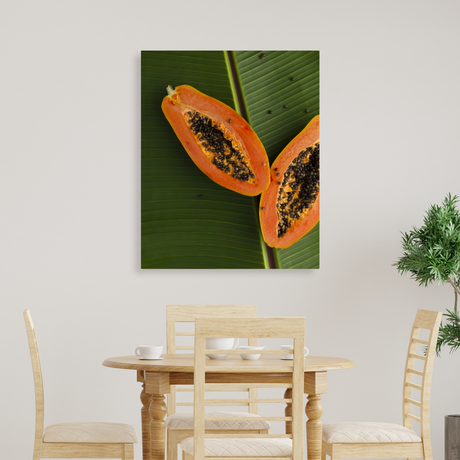Tablou Canvas Papaya, Compoziție Naturală, Verde-Portocaliu IPCVALI-399