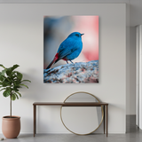 Tablou Canvas Pasăre Albastră cu Penaj Intens, Fotografie Artistică, Albastru-Roz IPCVANI-329