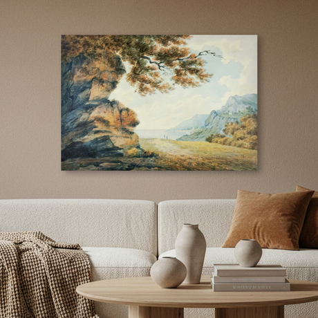 Tablou Canvas Peisaj Pitoresc, Pictură Artistică, Verde-Bej IPCVART-486