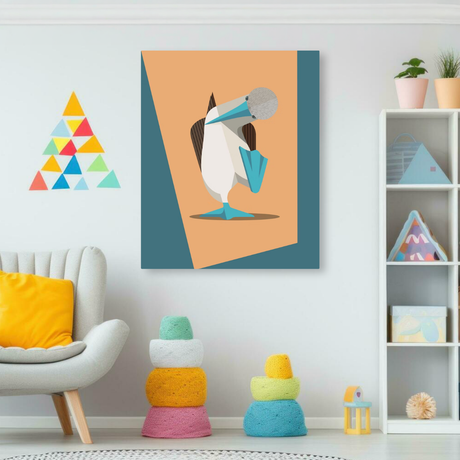 Tablou Canvas Pinguin Stil Geometric, Ilustrație Modernă, Portocaliu-Albastru IPCVCOP-464