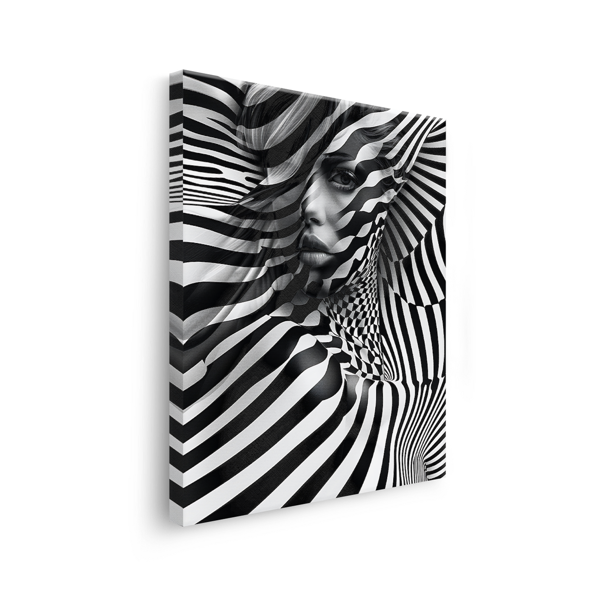 Tablou Canvas Portret Abstract de Femeie în Alb și Negru - IPCVBW-536-3