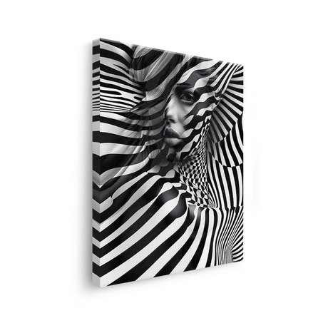 Tablou Canvas Portret Abstract de Femeie în Alb și Negru - IPCVBW-536-3