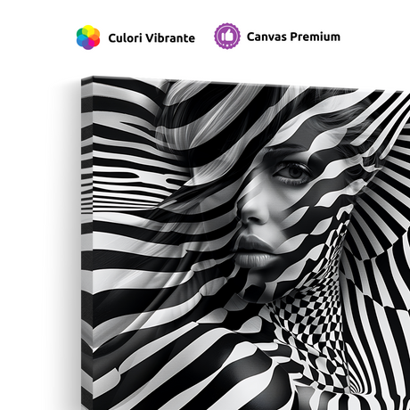Tablou Canvas Portret Abstract de Femeie în Alb și Negru - IPCVBW-536-4