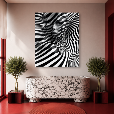 Tablou Canvas Portret Abstract de Femeie în Alb și Negru - IPCVBW-536