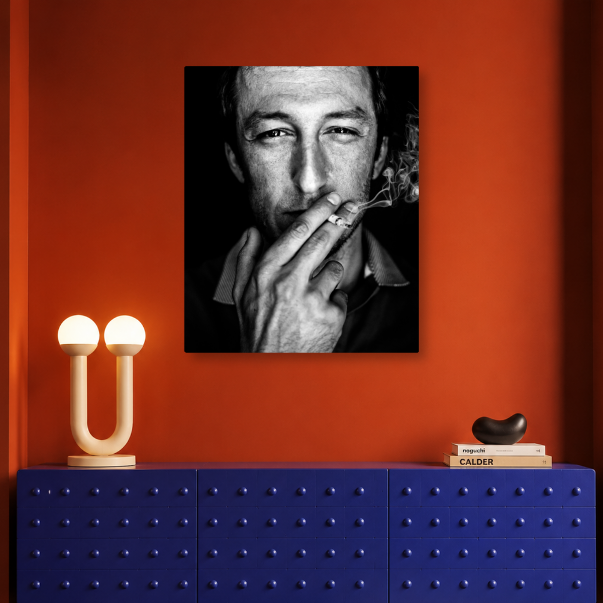Tablou Canvas Portret Bărbat Fericit care Fumează - IPCVBW-540