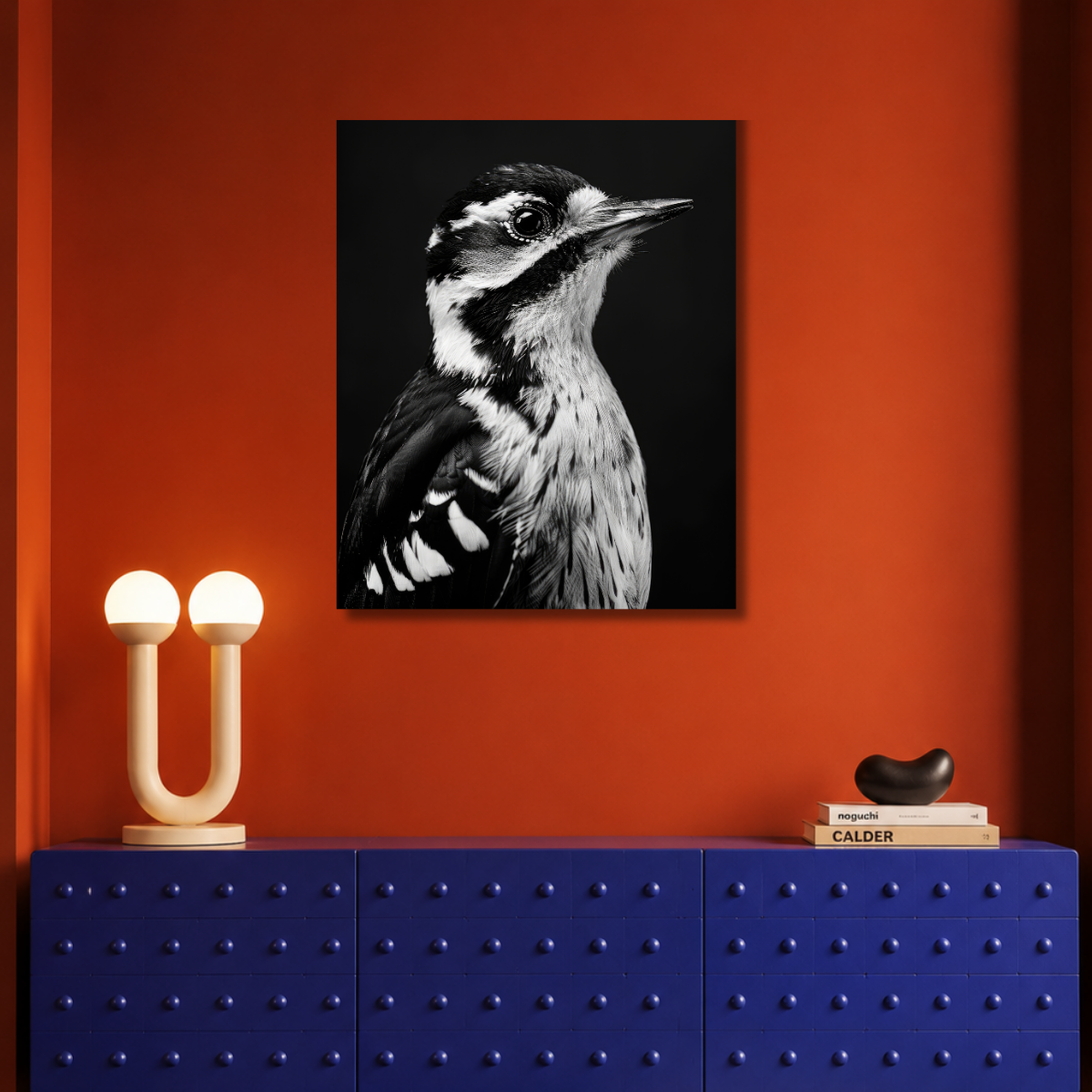 Tablou Canvas Portret Ciocănitoare Mare Alb Negru - IPCVBW-533