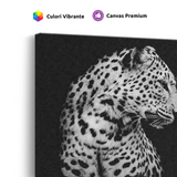Tablou Canvas Portret Leopard în Nuanțe de Alb și Negru - IPCVBW-551-4