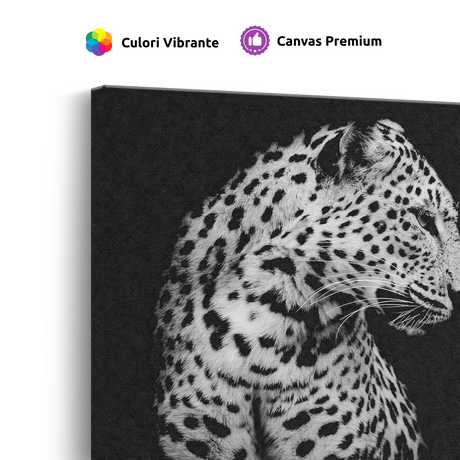 Tablou Canvas Portret Leopard în Nuanțe de Alb și Negru - IPCVBW-551-4