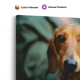 Tablou Canvas Portret Teckel, Fotografie Canină Artistică, Maro-Verde