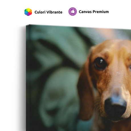 Tablou Canvas Portret Teckel, Fotografie Canină Artistică, Maro-Verde