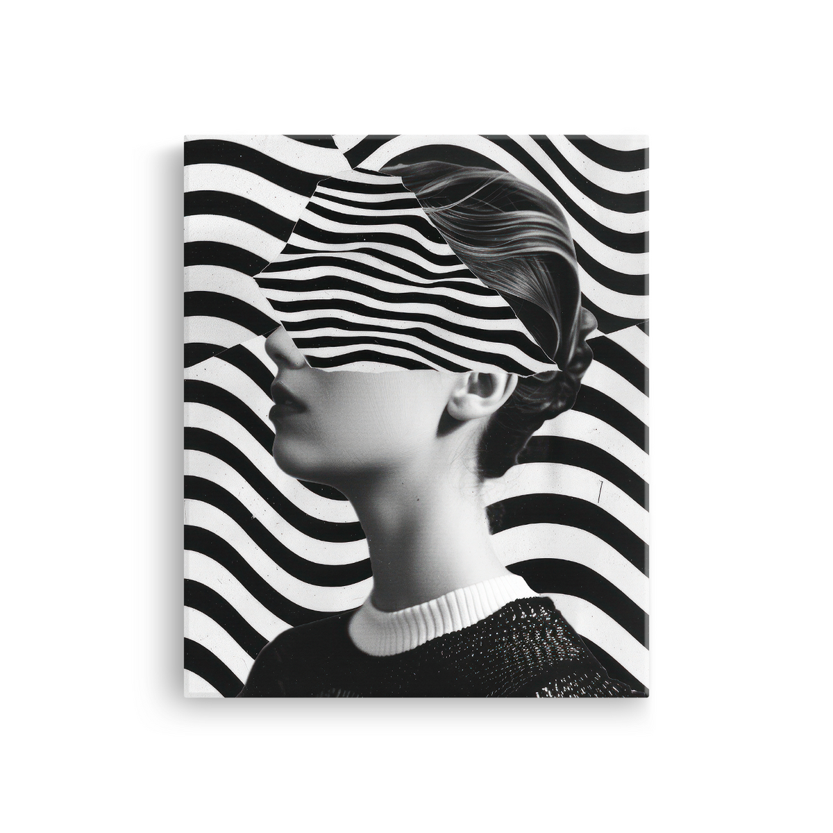 Tablou Canvas Portret de Femeie între Forme Abstracte Alb Negru - IPCVBW-535-2