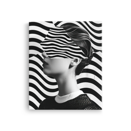 Tablou Canvas Portret de Femeie între Forme Abstracte Alb Negru - IPCVBW-535-2
