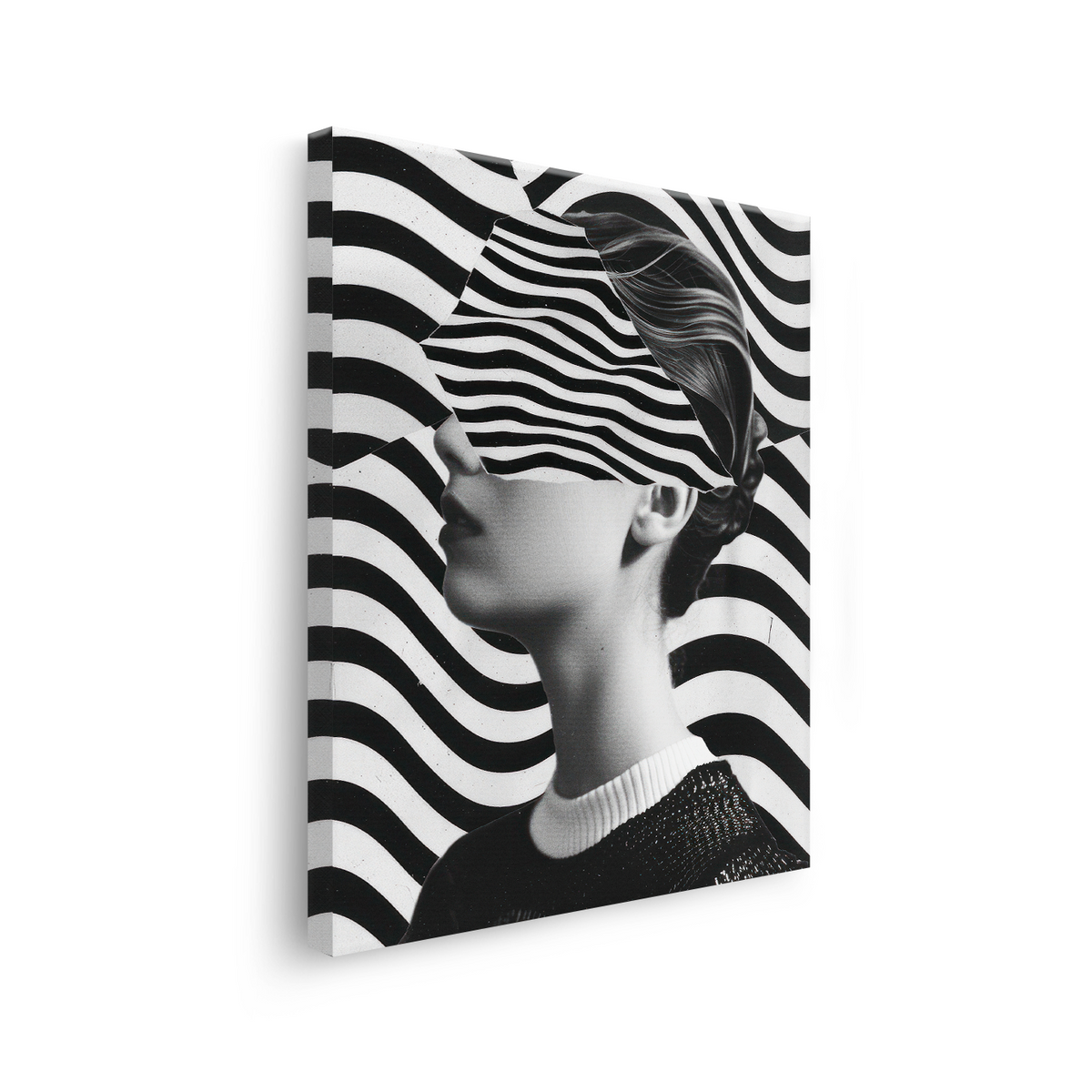 Tablou Canvas Portret de Femeie între Forme Abstracte Alb Negru - IPCVBW-535-3