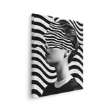 Tablou Canvas Portret de Femeie între Forme Abstracte Alb Negru - IPCVBW-535-3