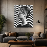 Tablou Canvas Portret de Femeie între Forme Abstracte Alb Negru - IPCVBW-535