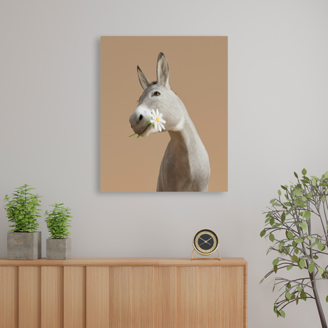 Tablou Canvas Portret de Măgăruș cu Floare, Artă Modernă, Bej-Gri IPCVANI-323