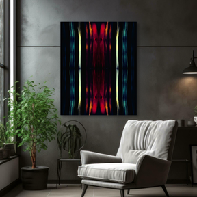 Tablou Canvas Reflexii Luminoase pe Sticlă, Abstract Modern, Roșu-Albastru IPCVABS-428