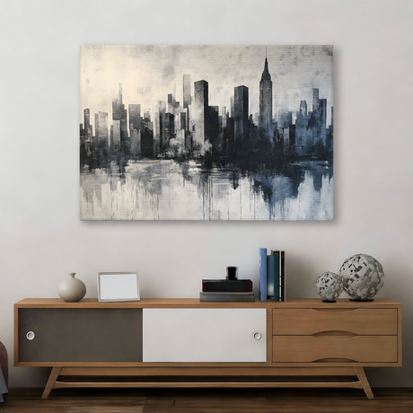 Tablou Canvas Reflexii Urbane Monocrome, Peisaj Urban, Negru-Gri
