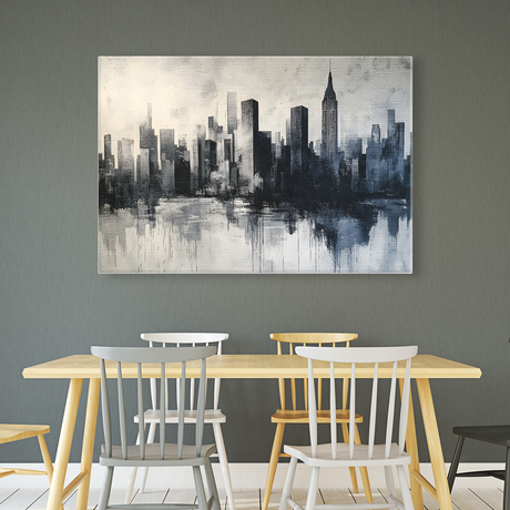 Tablou Canvas Reflexii Urbane Monocrome, Peisaj Urban, Negru-Gri