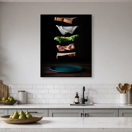 Tablou Canvas Sandwich în Straturi Plutitoare, Design Artistic, Negru IPCVALI-386