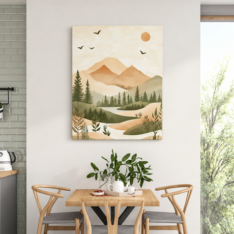 Tablou Canvas Serenitate în Natură, Stil Japandi, Bej-Verde