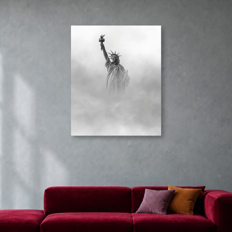 Tablou Canvas Statuia Libertății New York, Simbol American, Alb-Gri - IPCVCTY-564